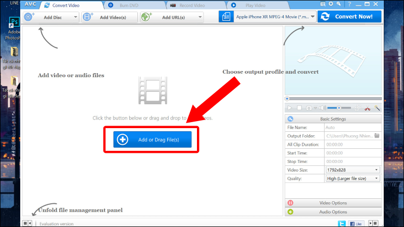 Chọn Add or Drag File(s)